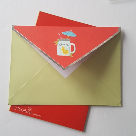 2 pcs C R Gibson Luxury Card Cheers Glass Umbrella (1 Card with Envelope) - Picture 8 of 14